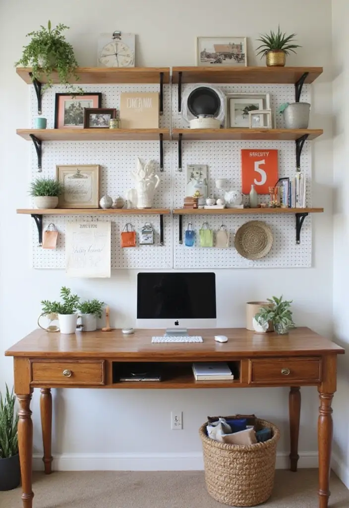 wall mounted organizers and shelves in home office
