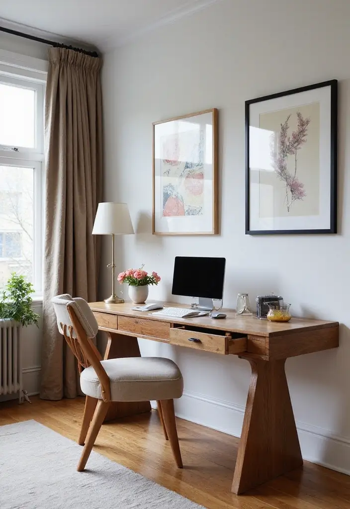 statement desk and chair in stylish home office