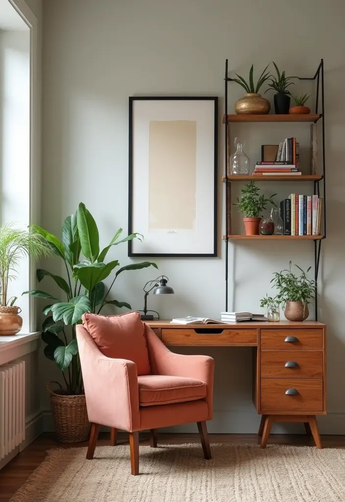 mixed modern and vintage home office decor