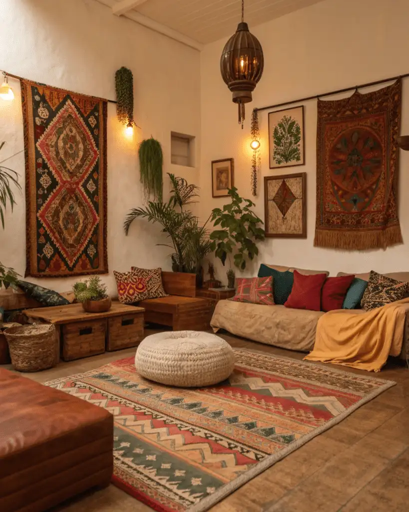 Leaning art canvas in Afrobohemian space