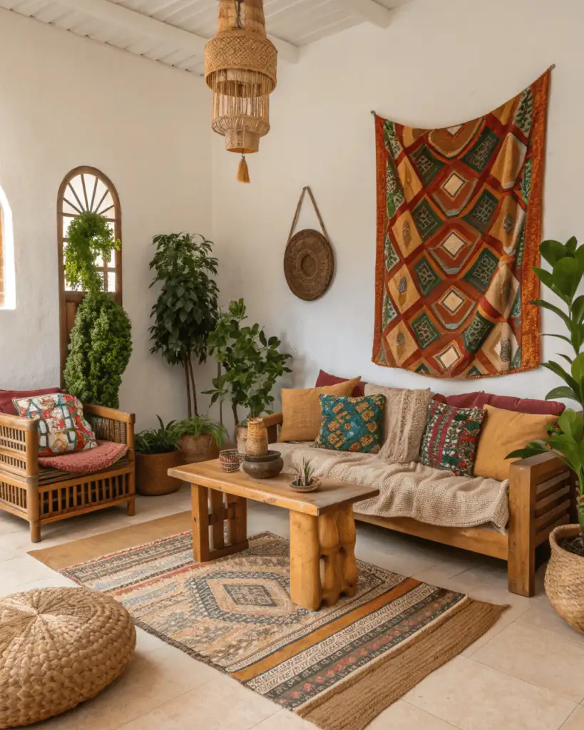 Minimal decor accentuating Afrobohemian art