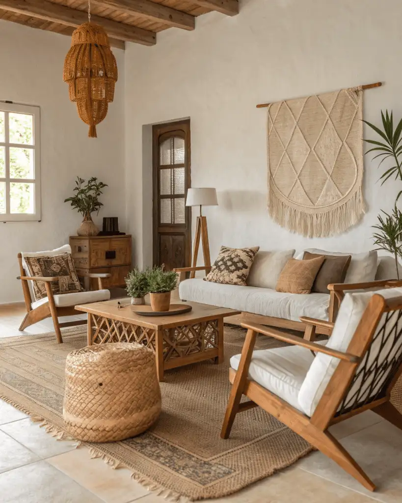 Minimal decor supporting Afrobohemian art