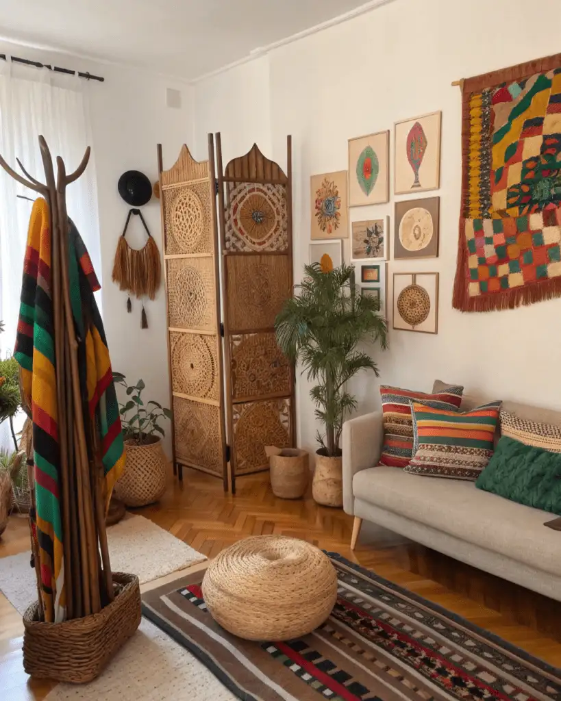 Sculptural screen dividing space