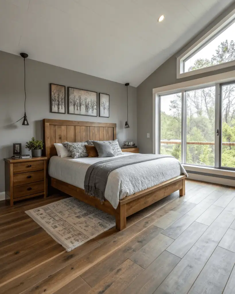 Wood accents for modern bedroom
