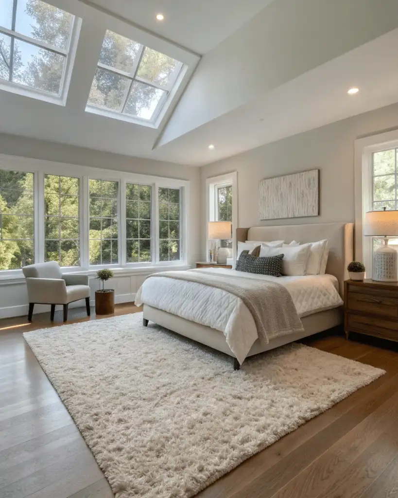 Area rug softening bedroom floor