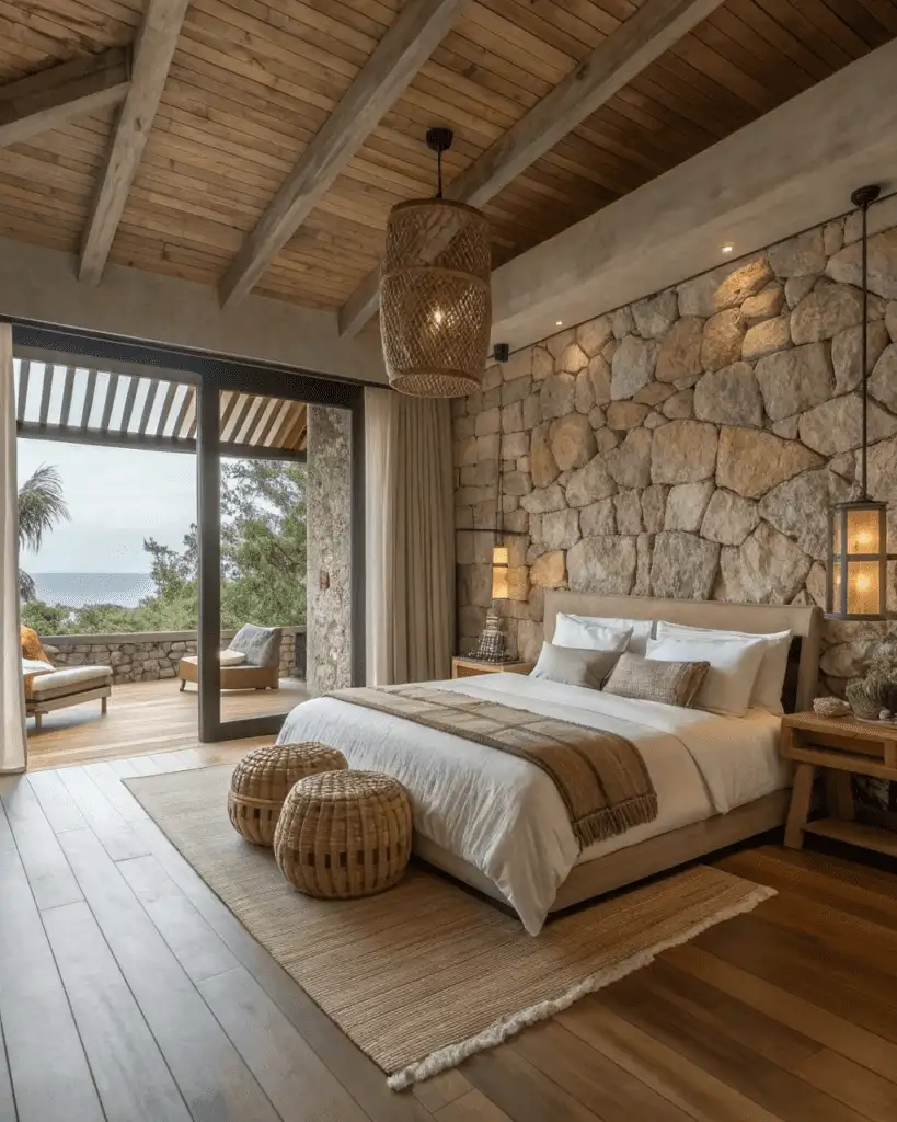 Natural fabric curtains and rugs