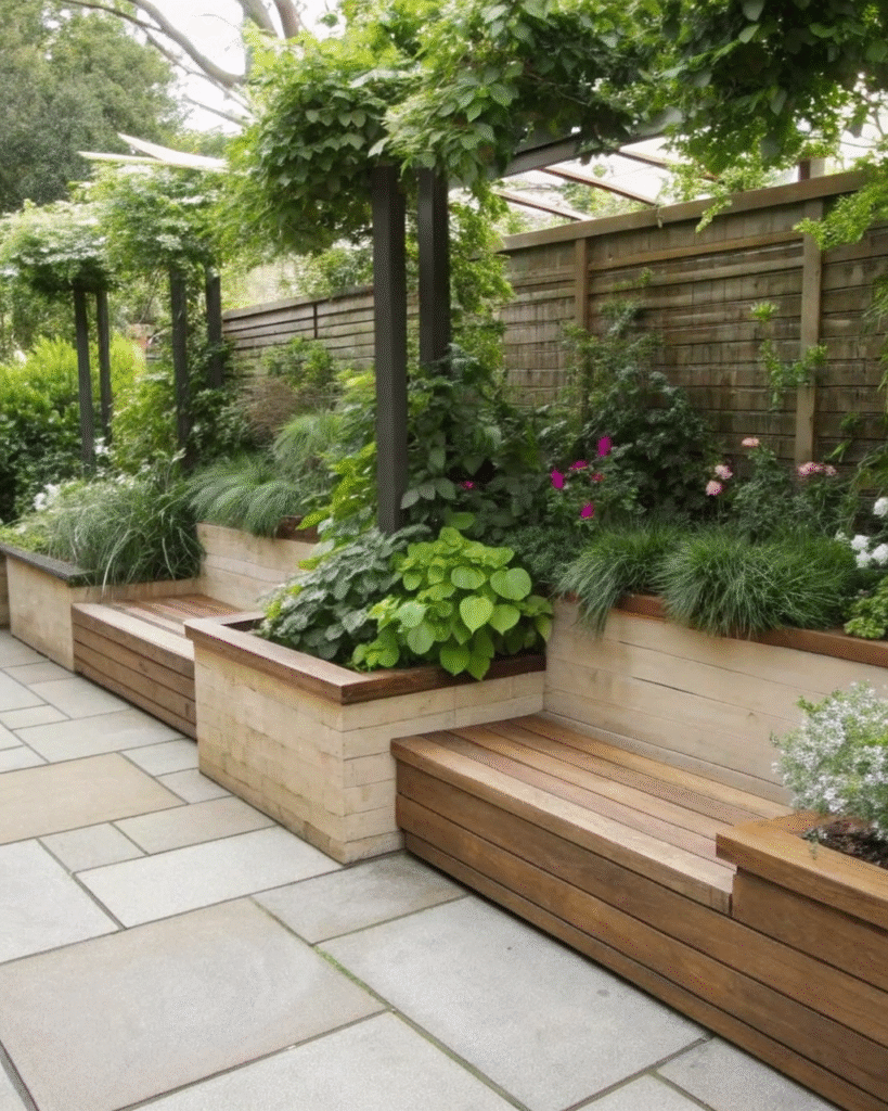 Built-in bench planter