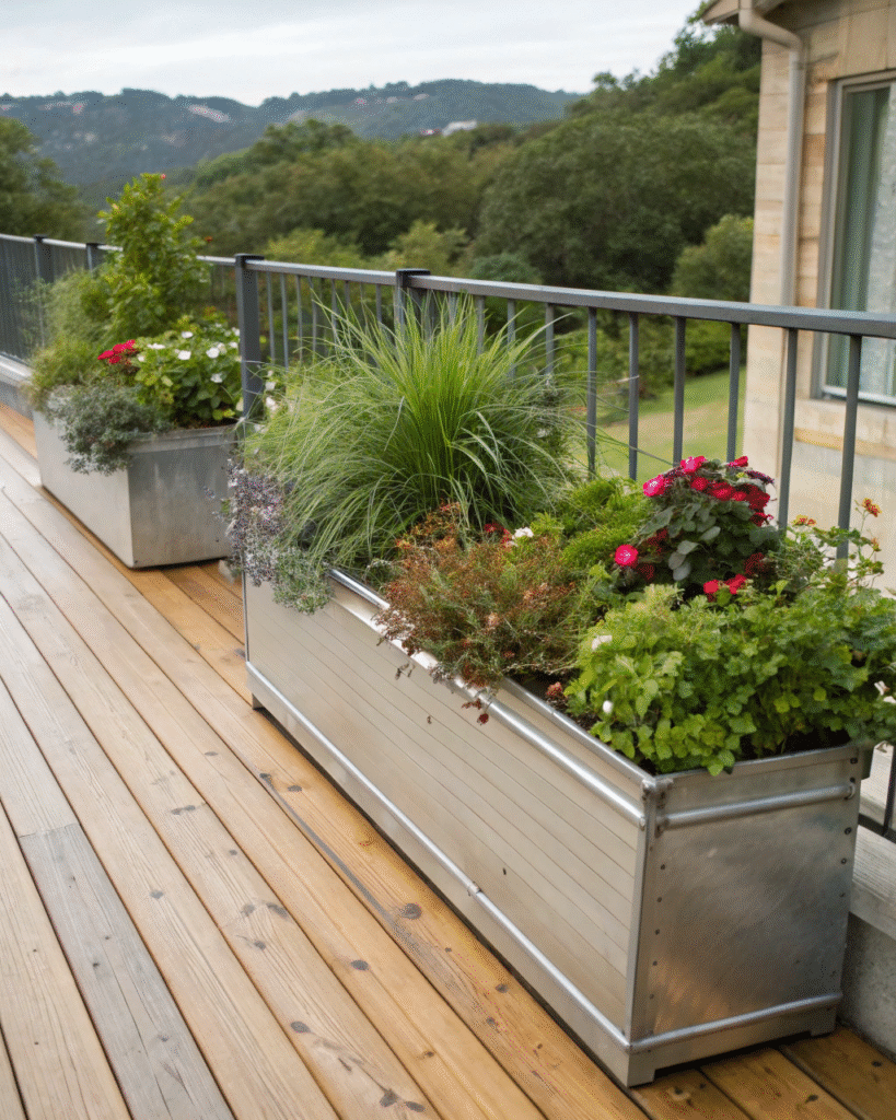 Metal trough planter