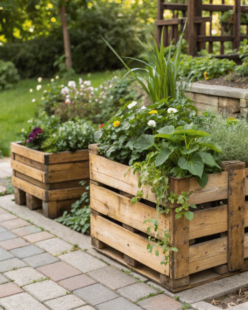 Wooden crate planters