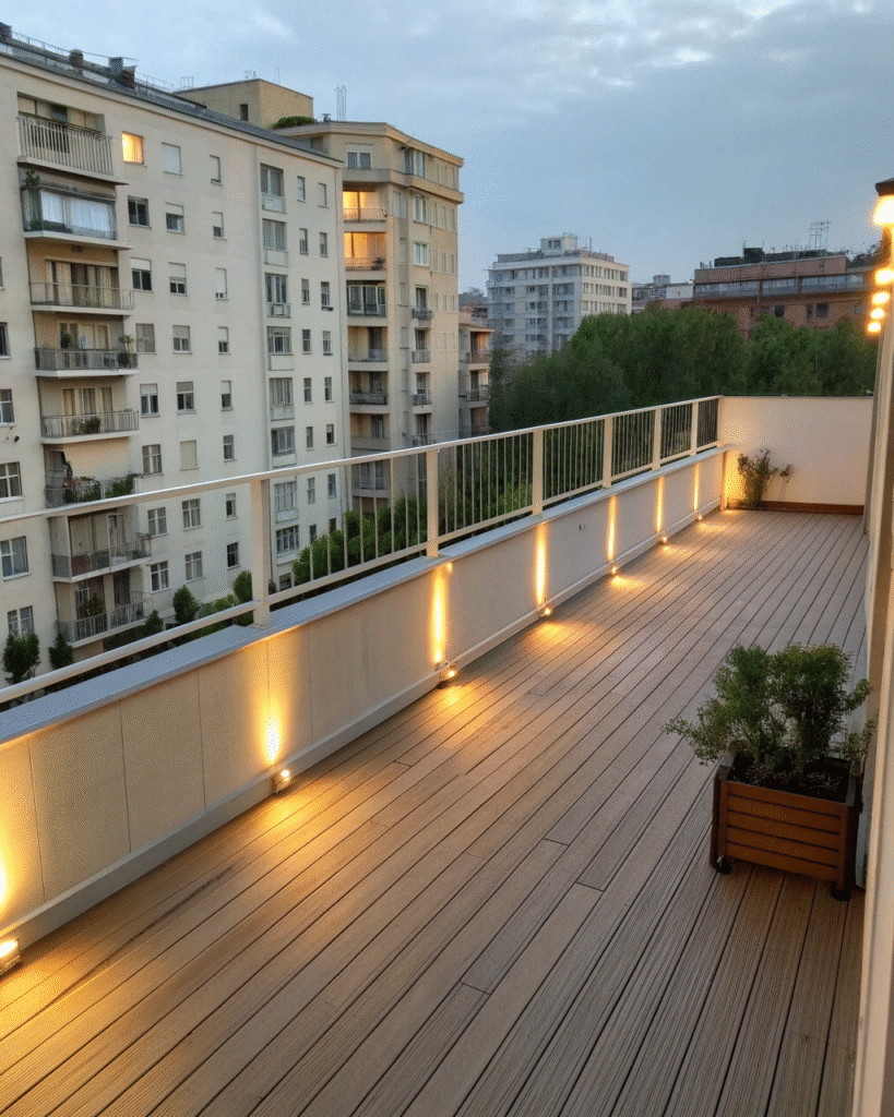 Built-in lighting on balcony