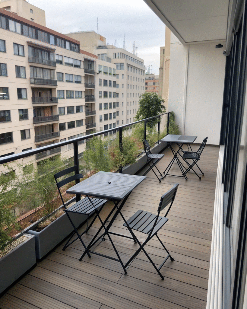 Foldable furniture on small balcony