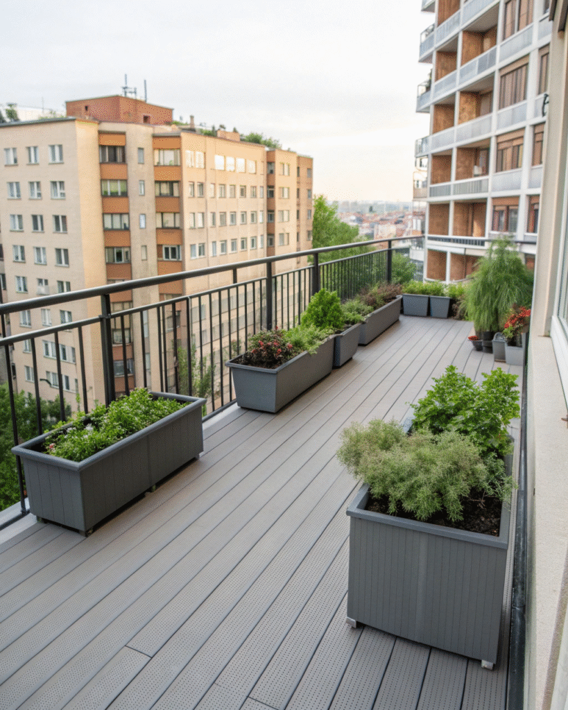 Compact planters on balcony