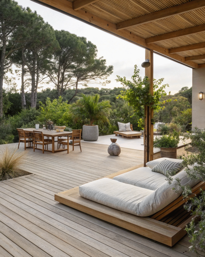 Low seating arrangement on deck