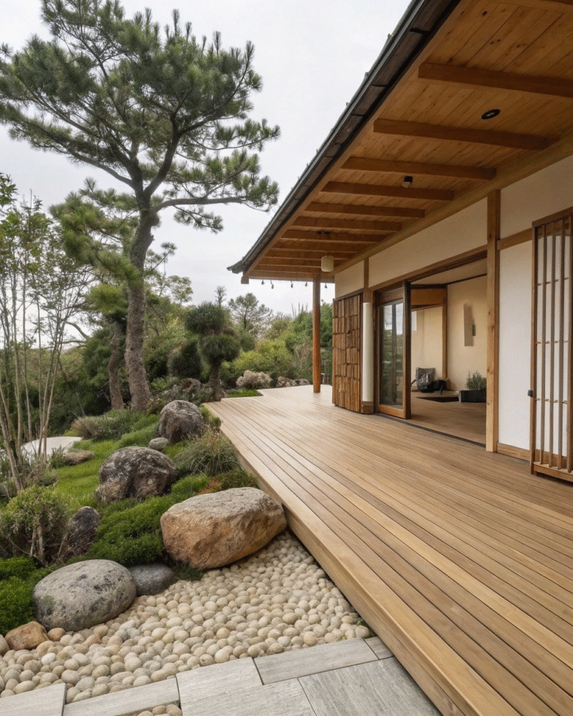 Deck featuring natural wood