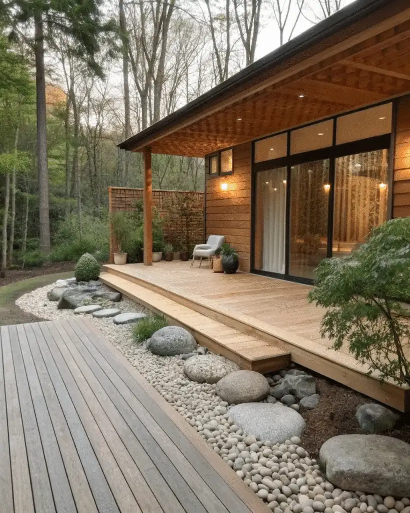 Stone accents on deck