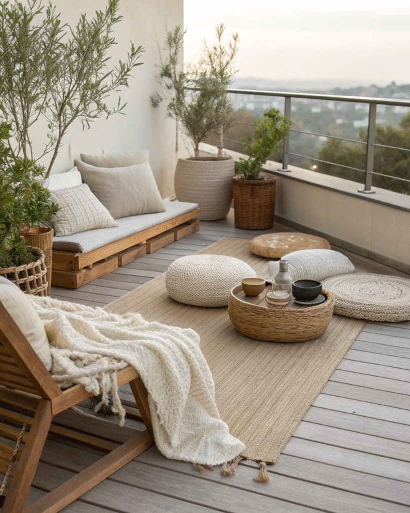 Textured natural fabric cushions