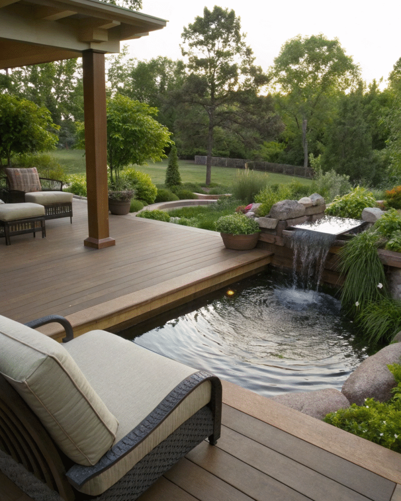 Water fountain accent on deck