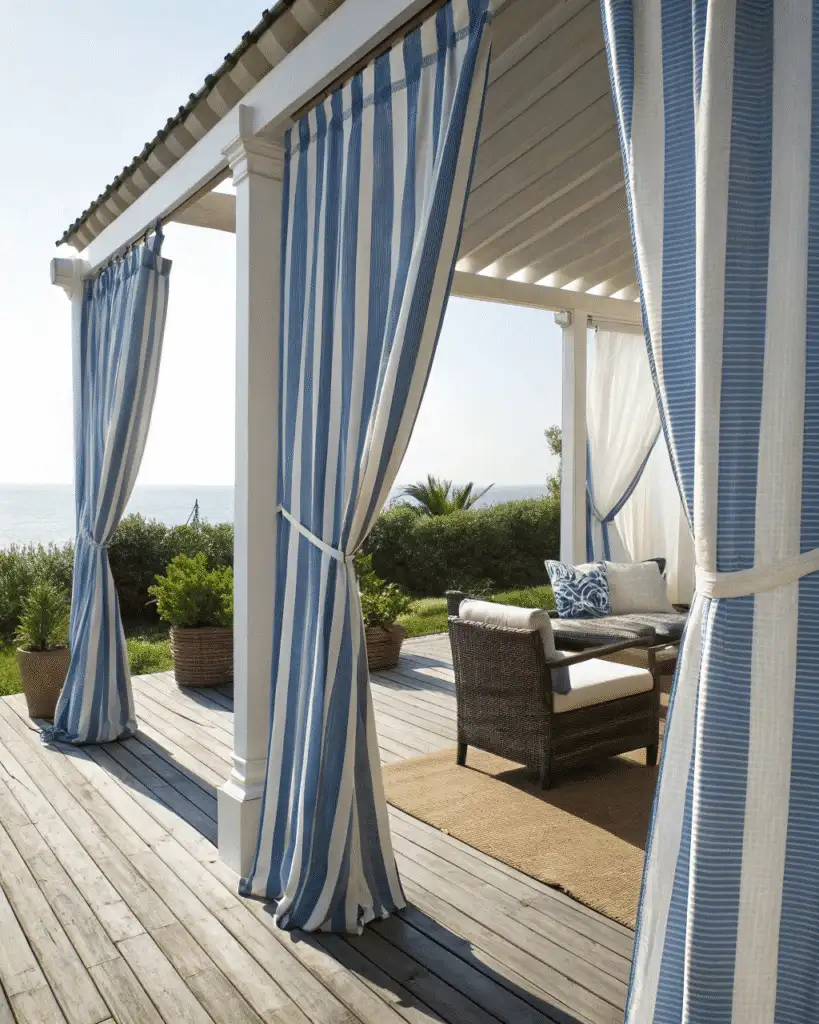 Blue and White Striped Curtains