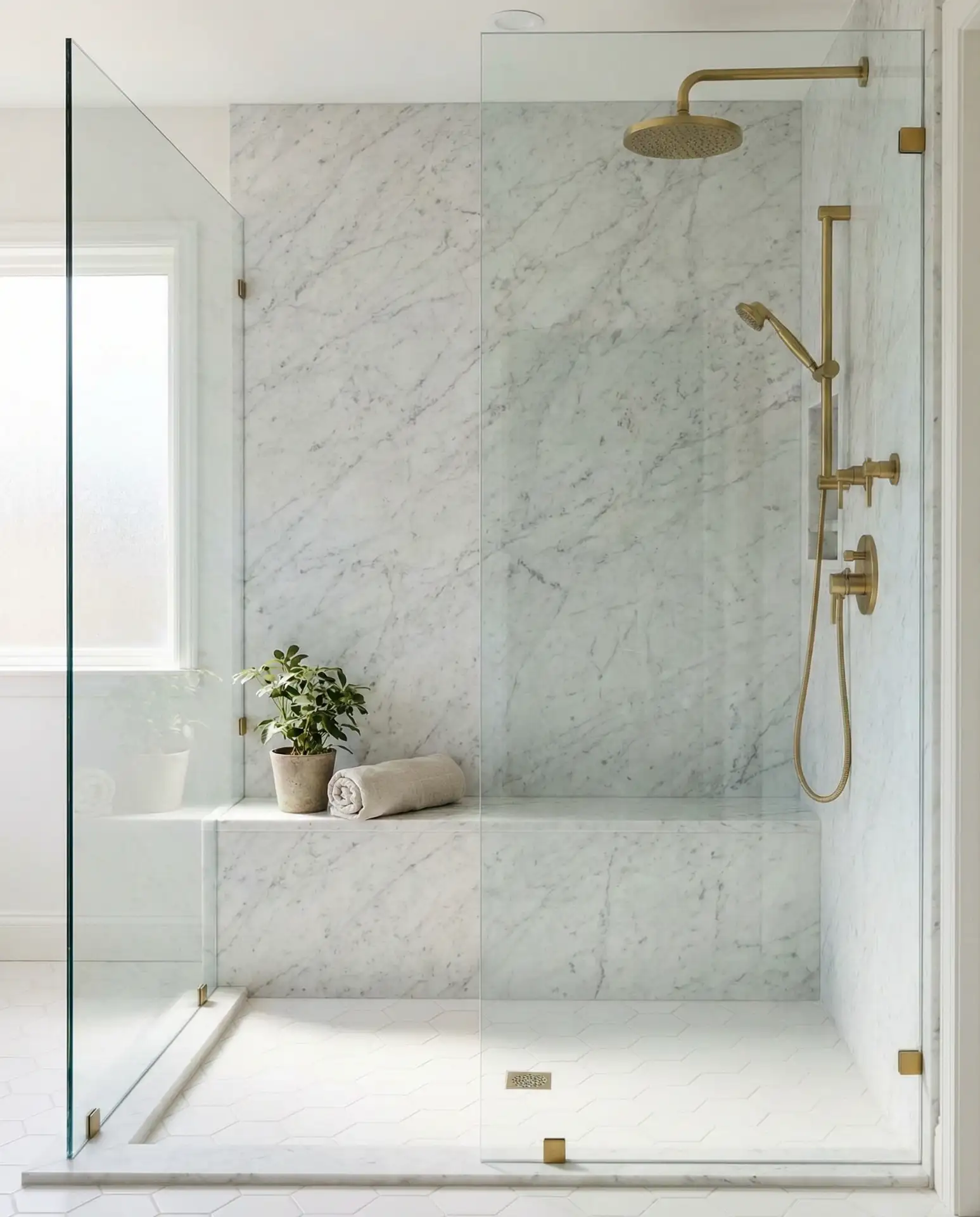 Natural Stone Feature Wall in Walk-In Shower