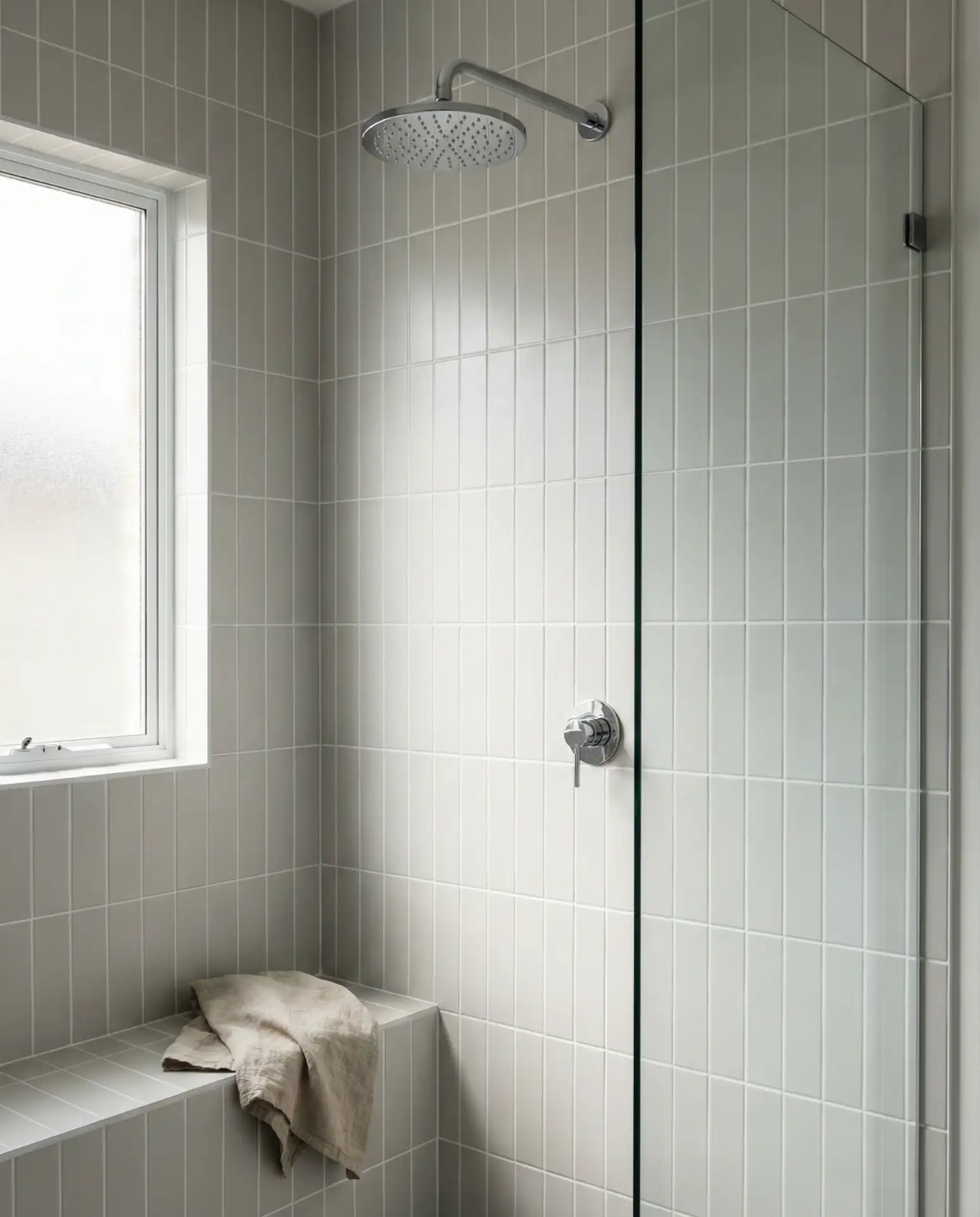 Vertical Subway Tile Pattern in Shower