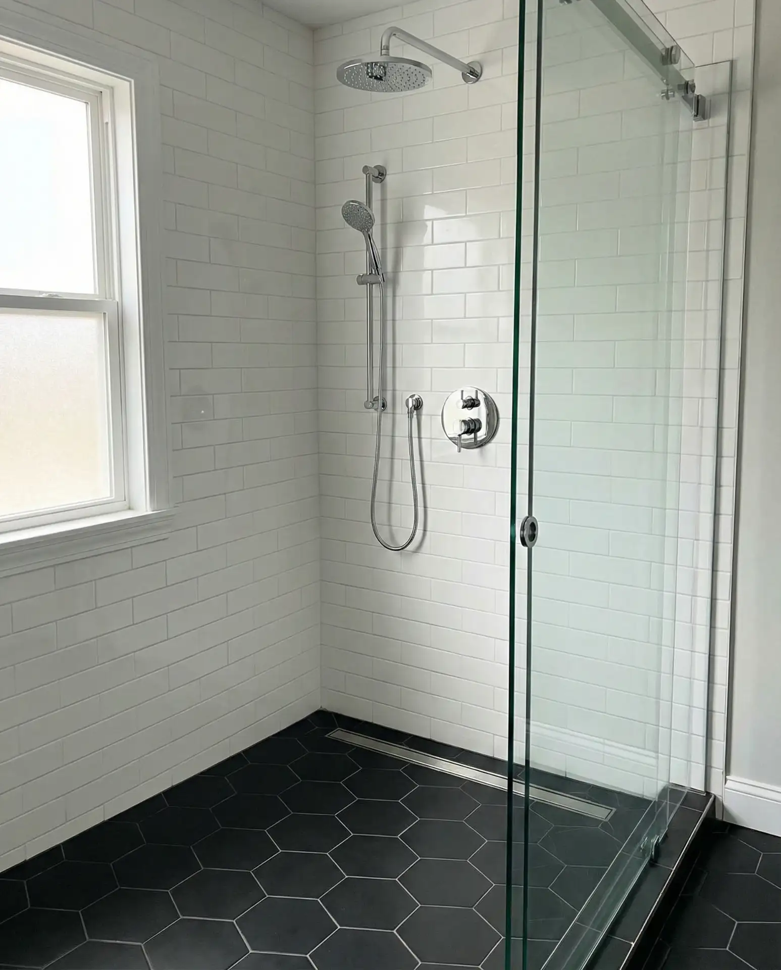 Matte Black Hexagon Shower Floor Tiles