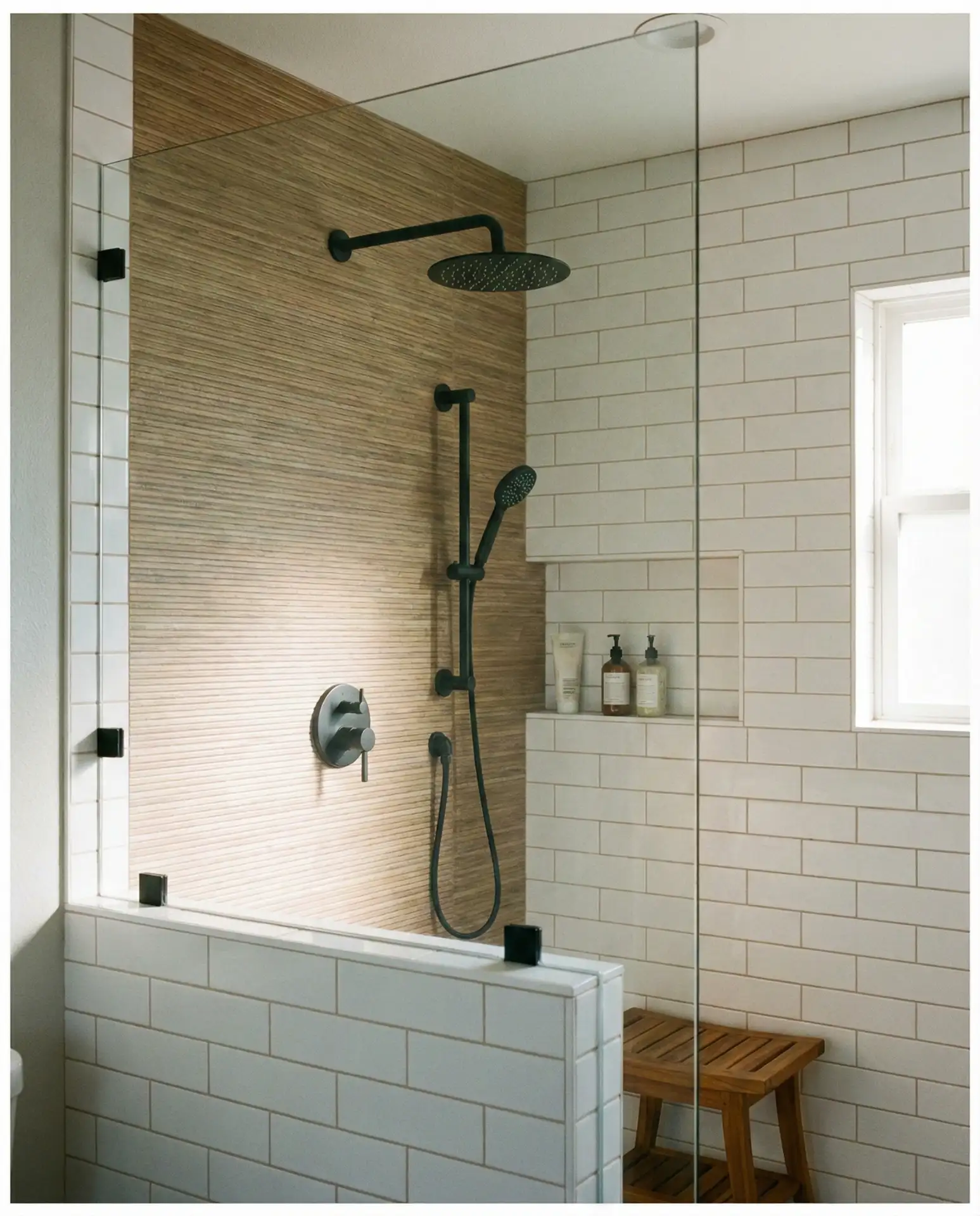 Wood-Effect Porcelain Tile in Shower