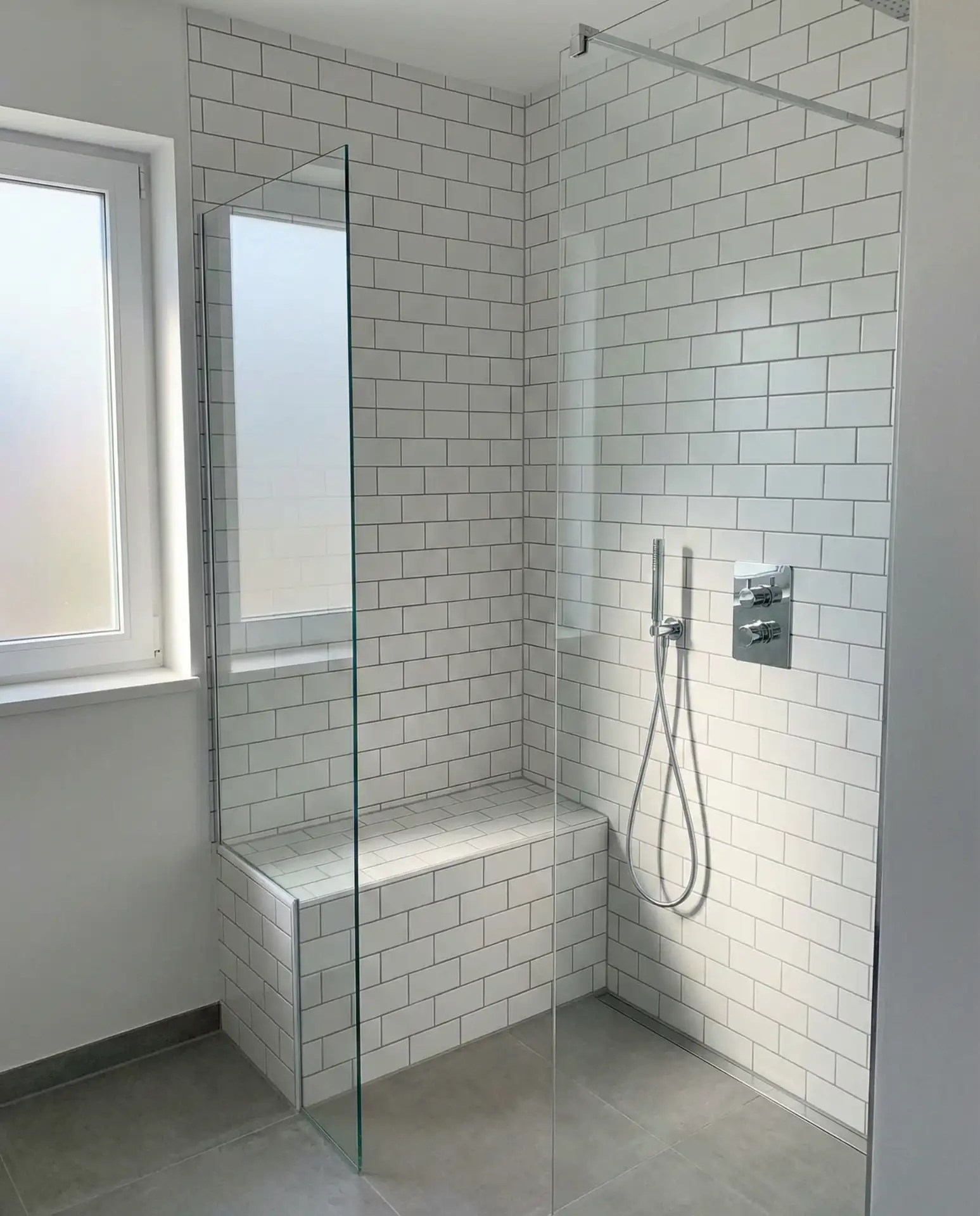 Corner Shower Bench with Controls