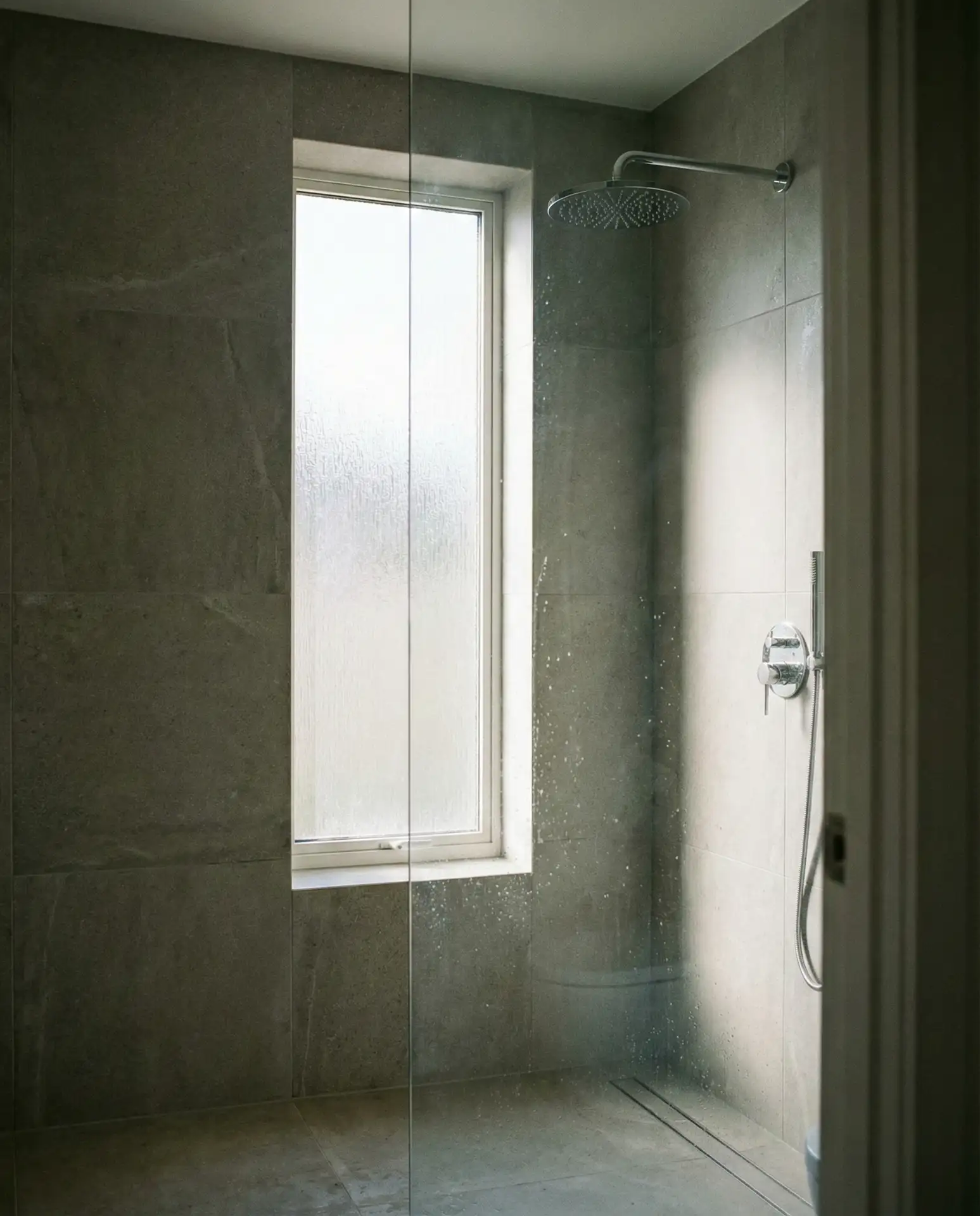 Walk-In Shower with Privacy Glass Window