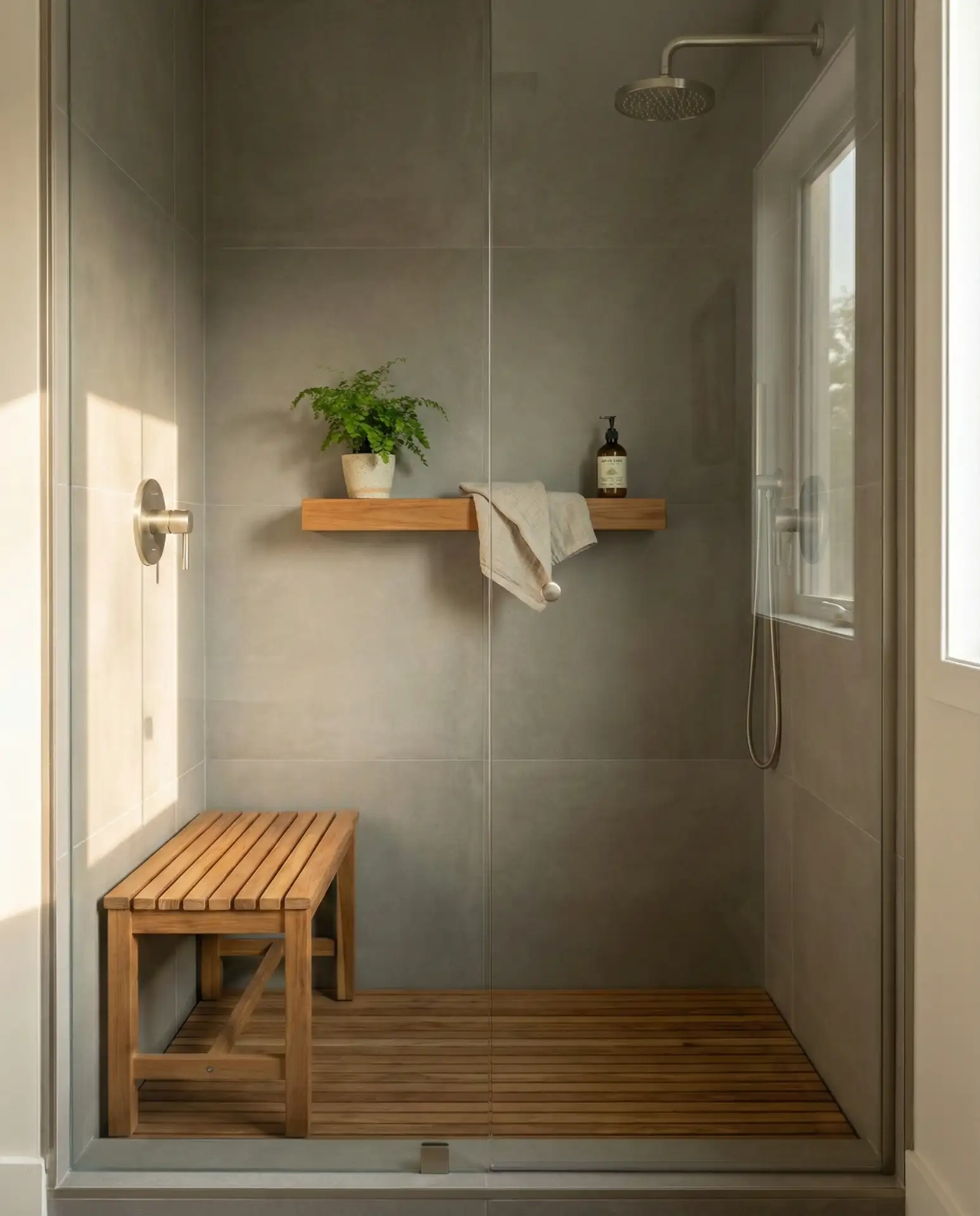 Teak Shower Mat in Wet Area