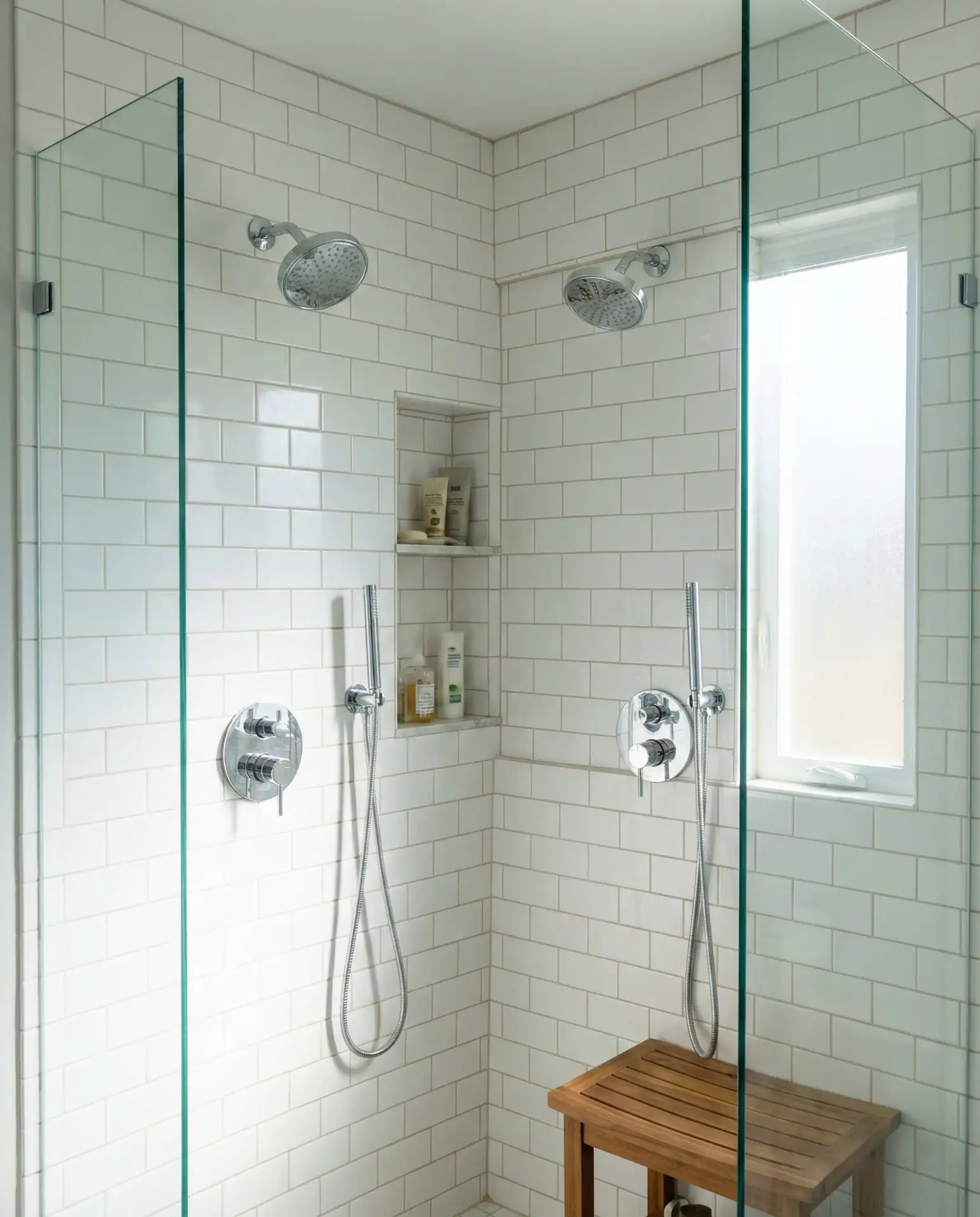 Shower with Dual Showerheads