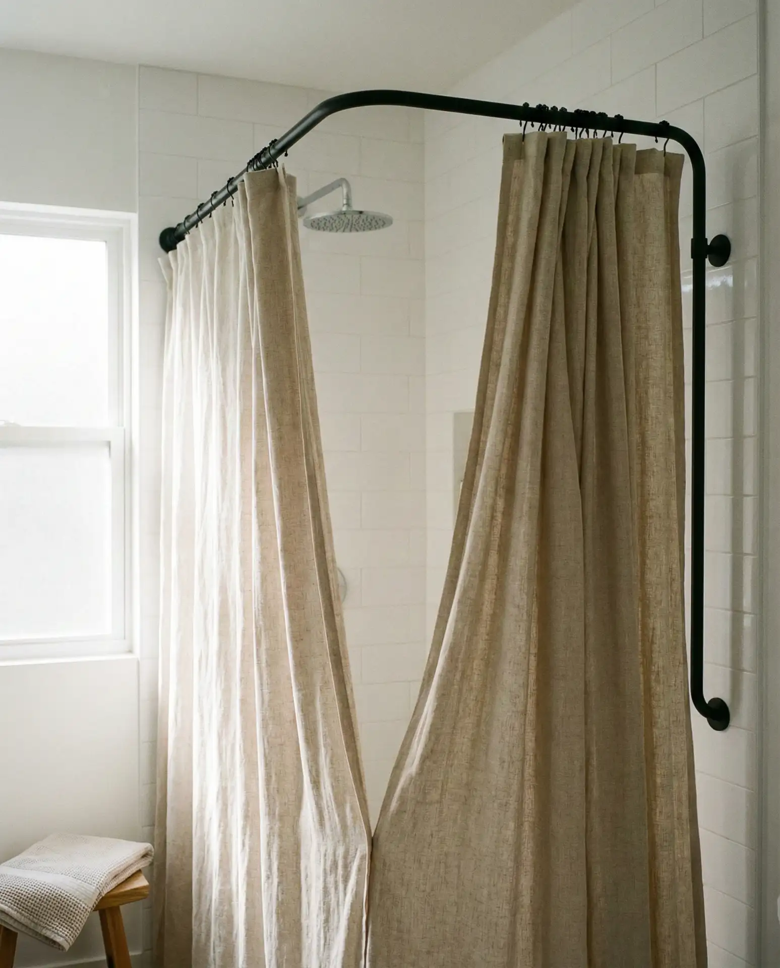 Vintage Shower Curtain in Classic Bathroom