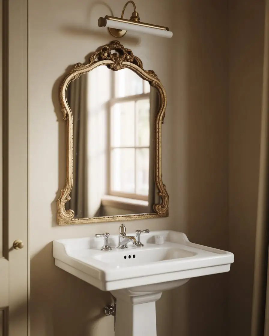 Vintage Mirror in Guest Bathroom