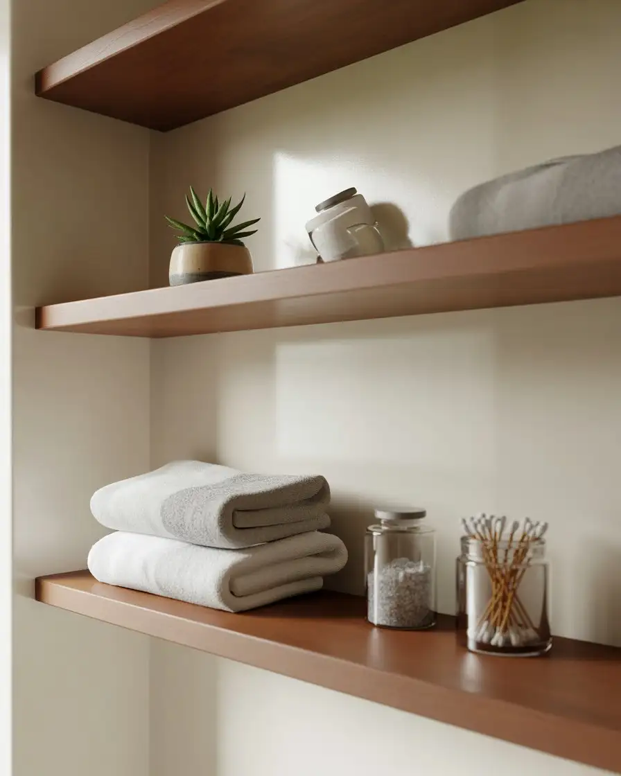 Open Shelving in Bathroom for Spa Ambience