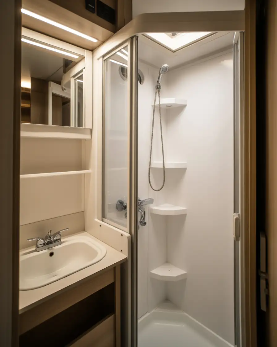 Space-Saving Fixtures in RV Bathroom