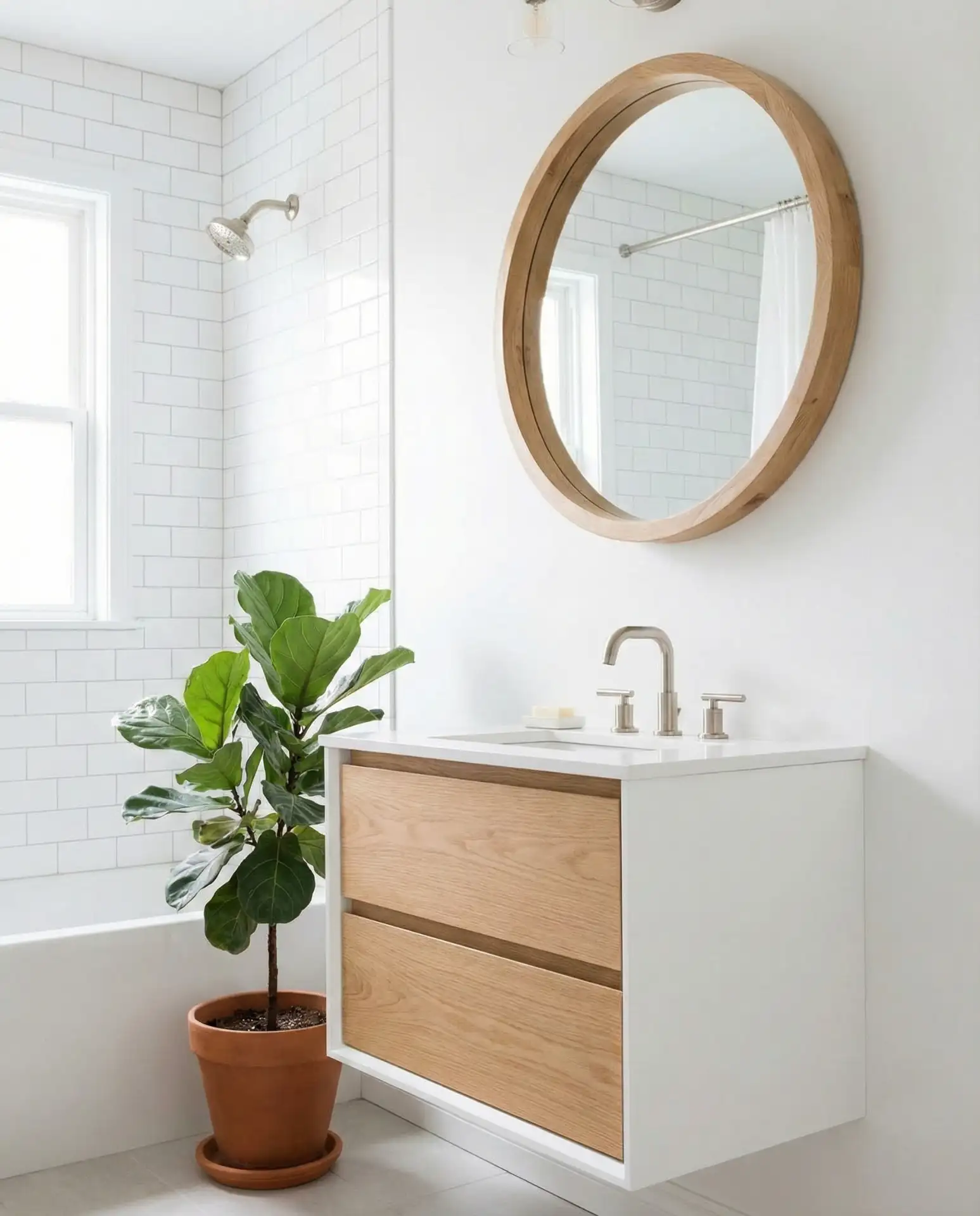 Crisp White Walls with Warm Wood Tones 2