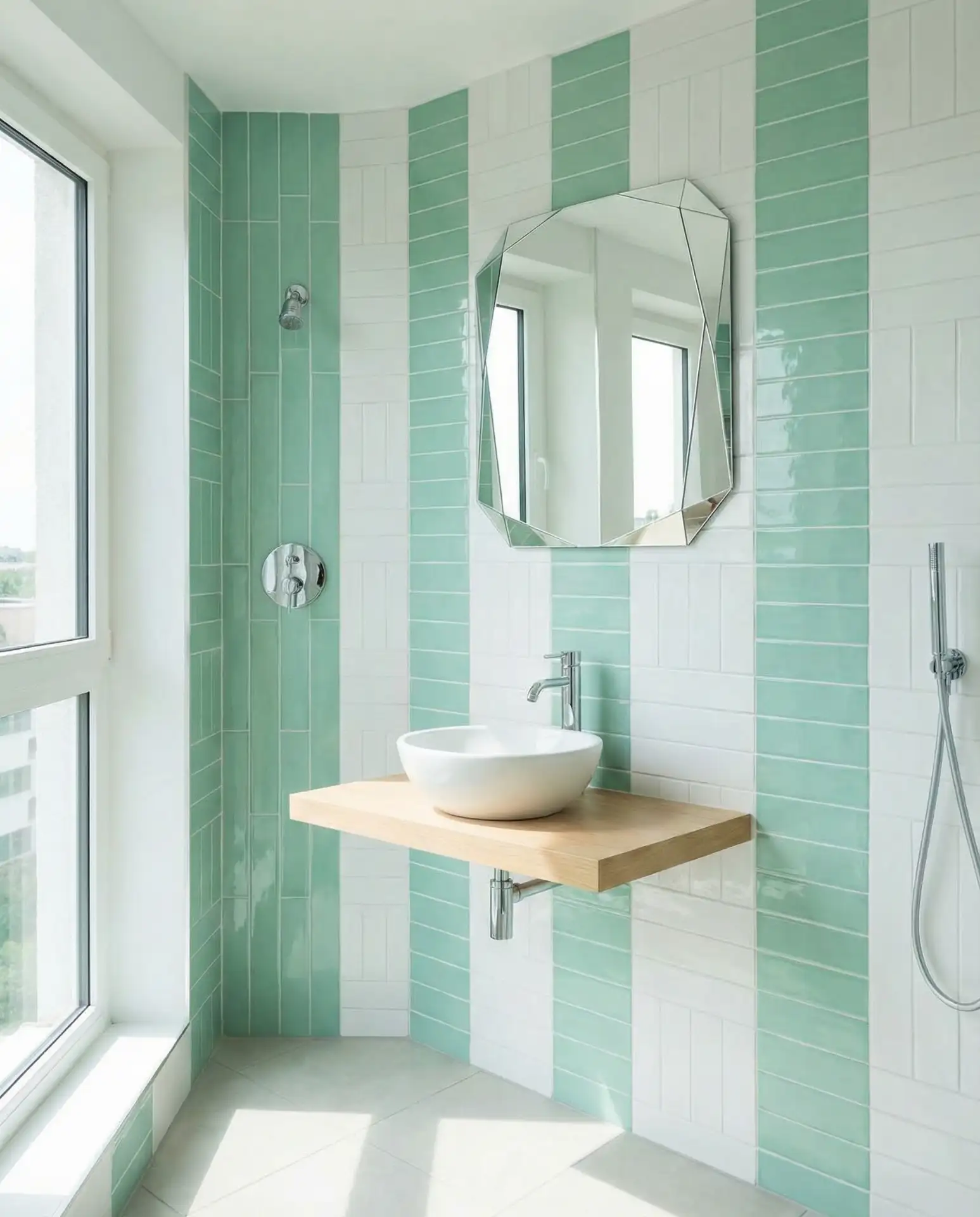 Mint and White Vertical Stack Bond 1