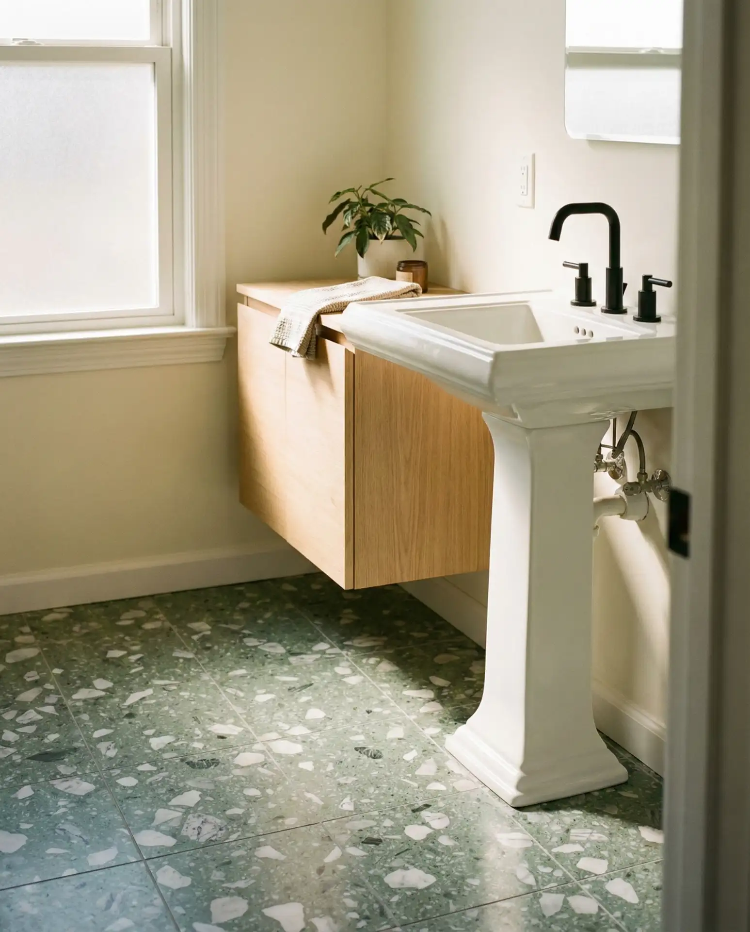 Sage Green Terrazzo-Style Tiles 1