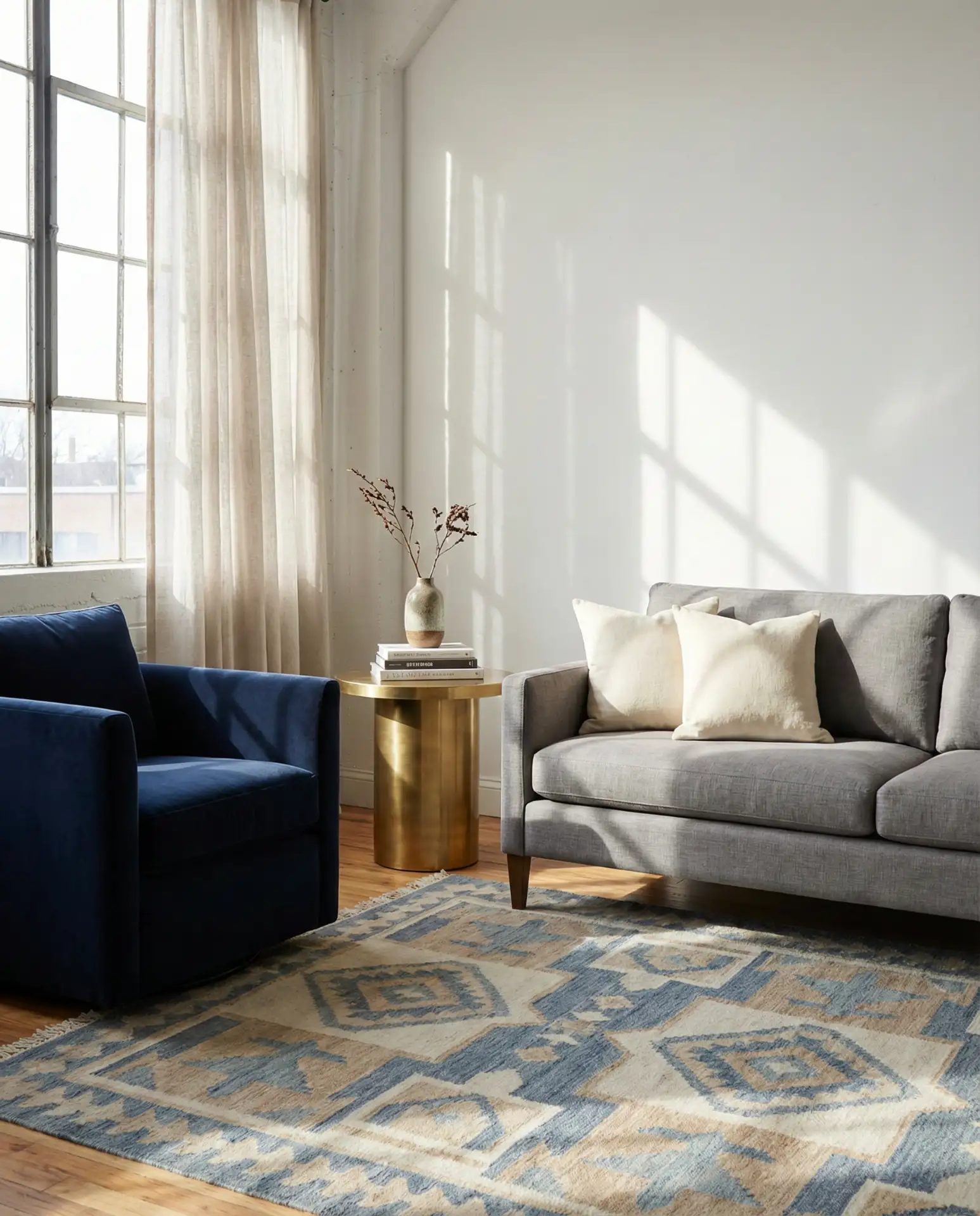 Navy and Grey Contrast Living Room