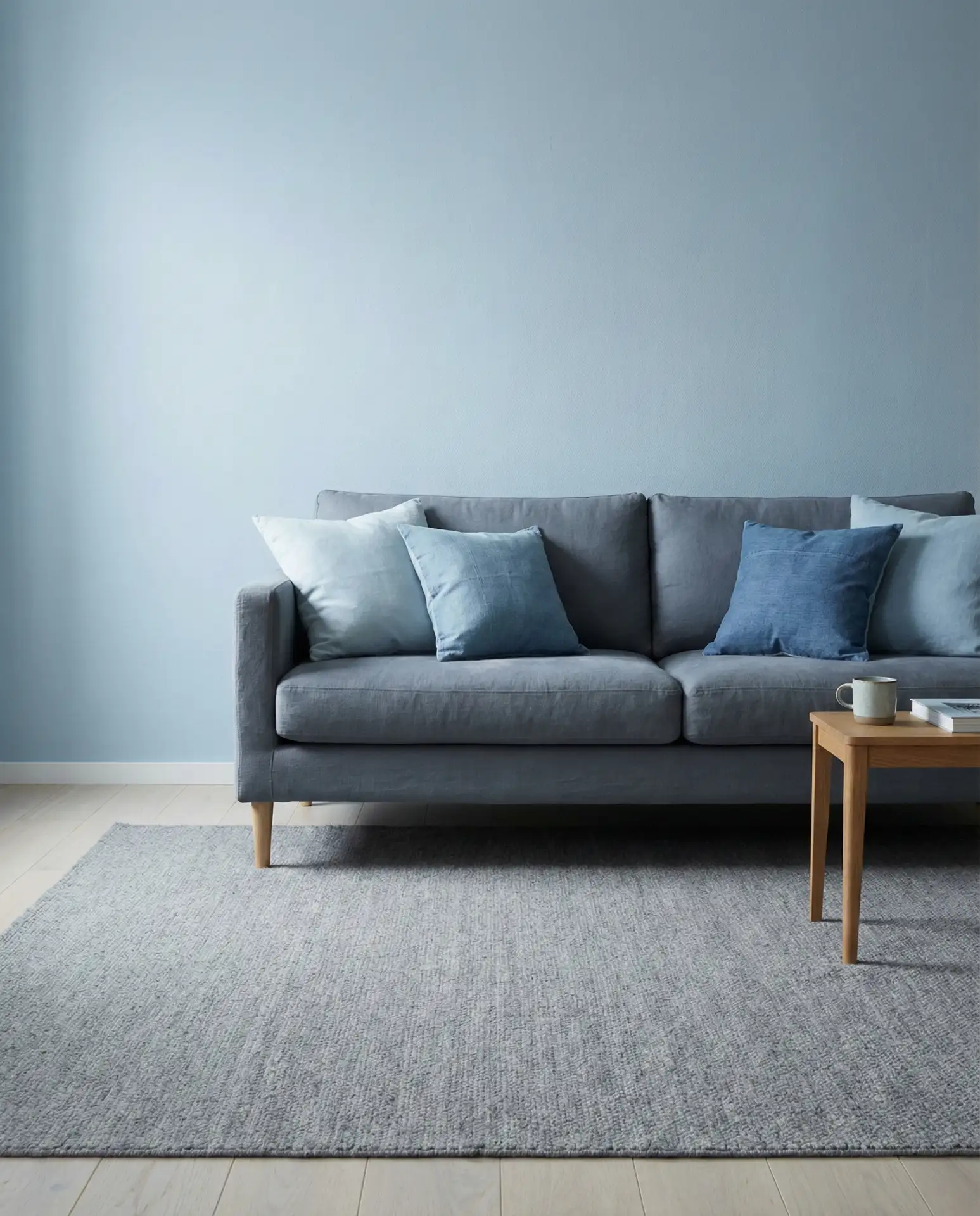 Layered Blue and Grey Living Room