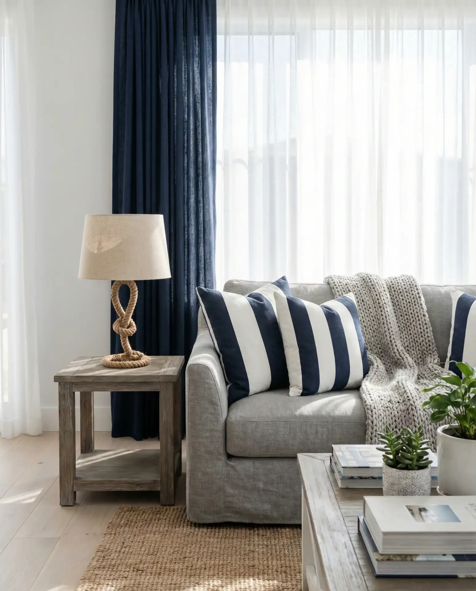 Navy and Grey Nautical Living Room