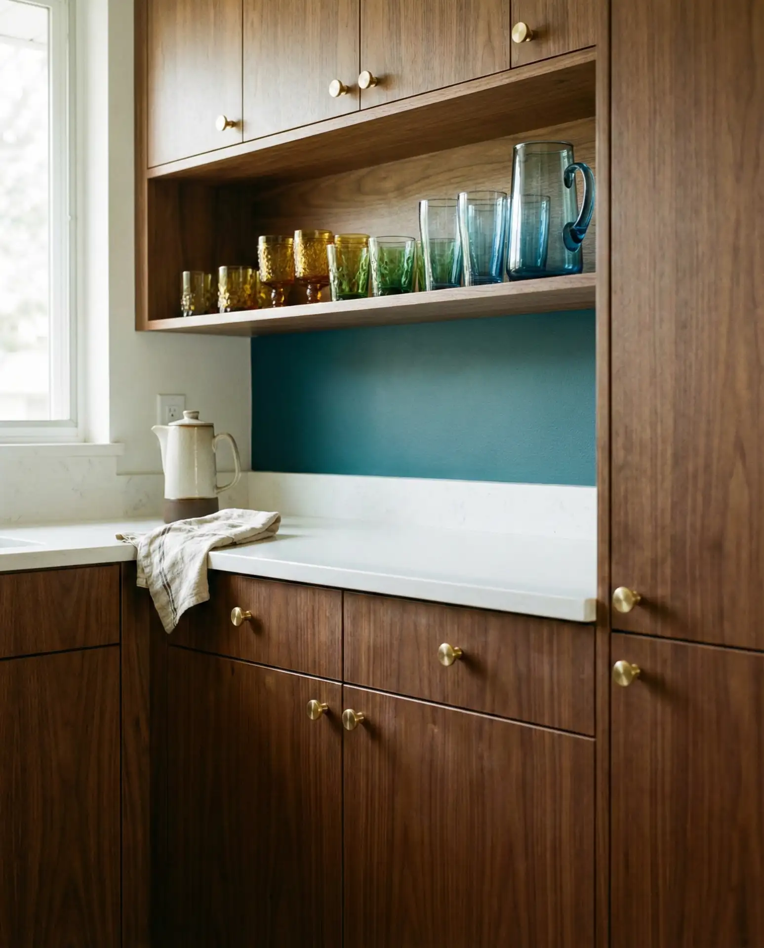 Mid-Century Flair with Walnut and Jewel Tones