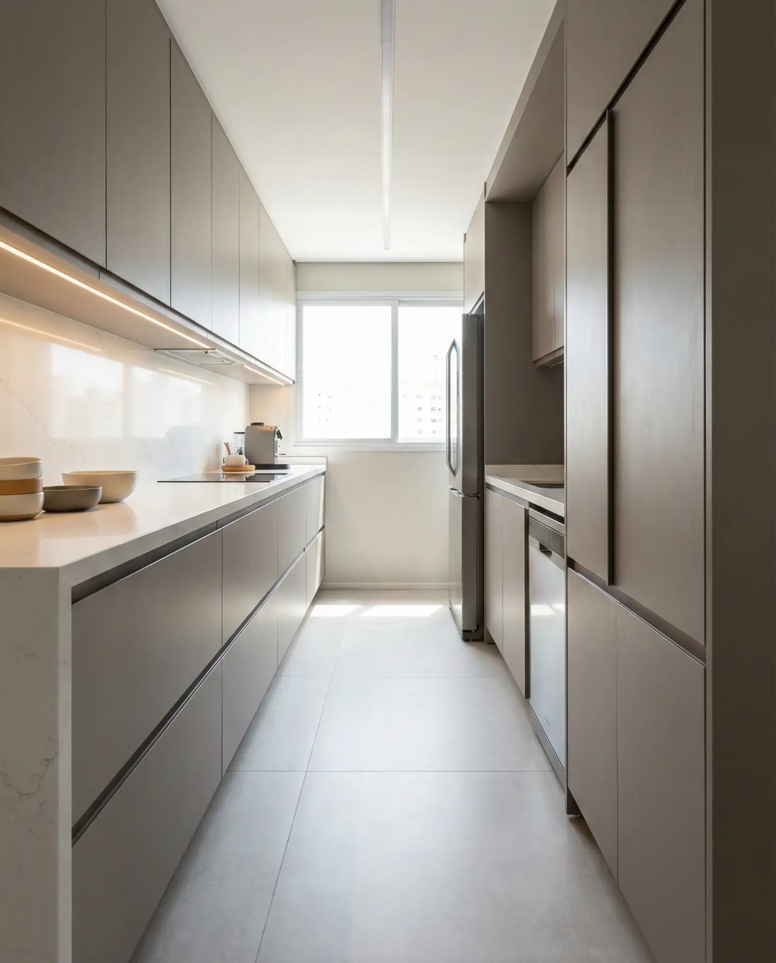 Sleek Galley with Concealed Appliances
