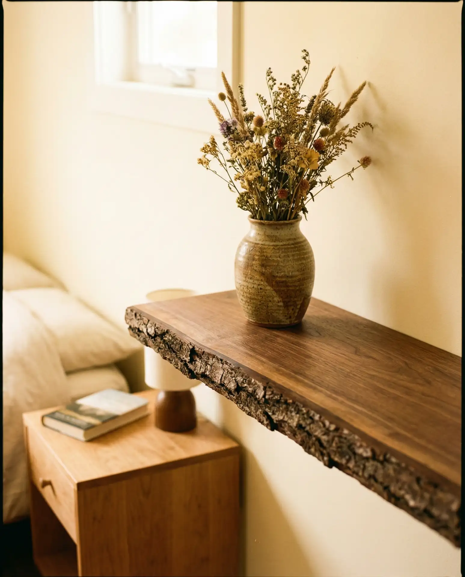 Raw Wood Beams as Decorative Shelving 1