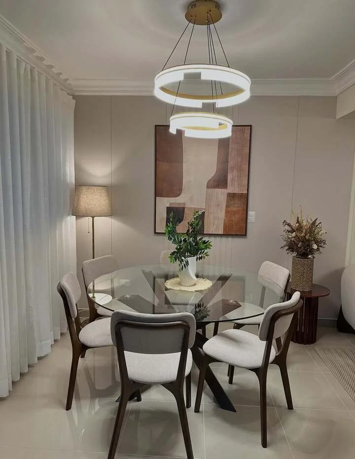 luxury dining room with glass table