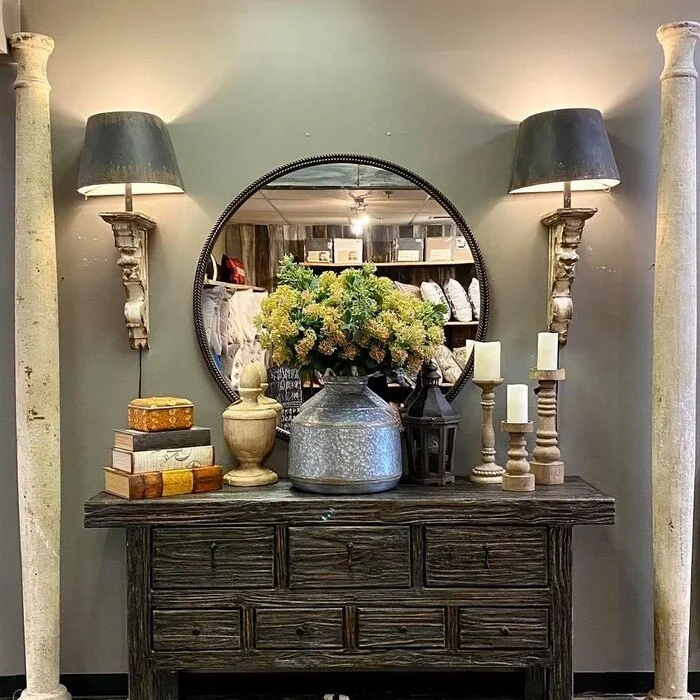 rustic sideboard with mirror