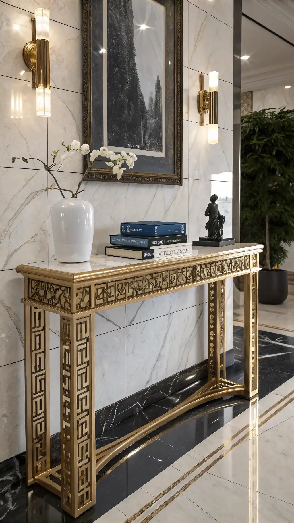 Sculptural Brass Console Table