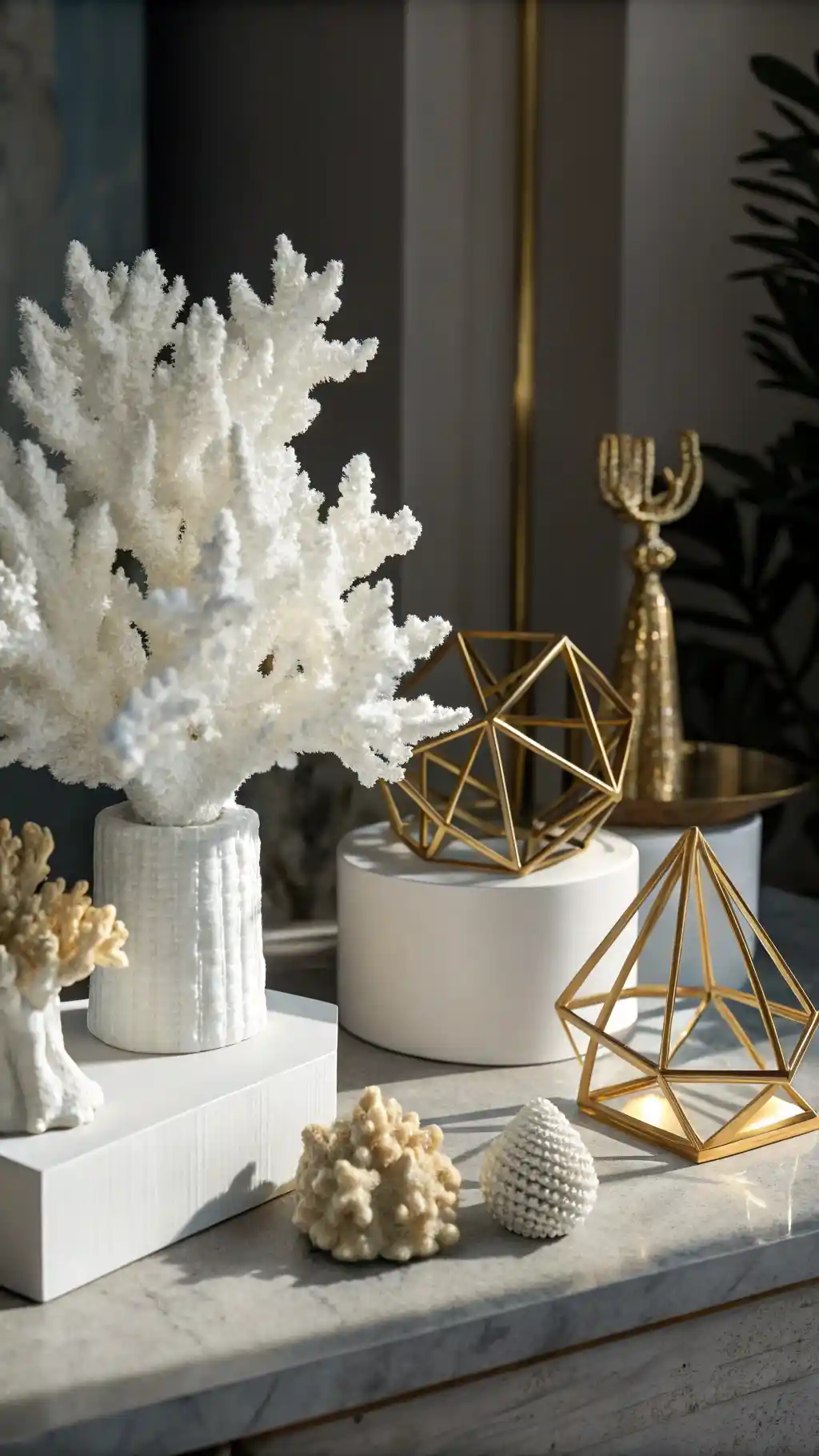 Sculptural Coral & Brass Display
