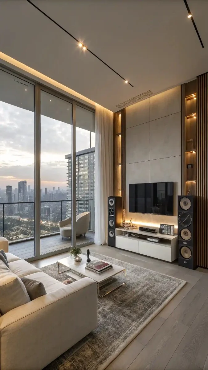 modern high rise apartment living room 18