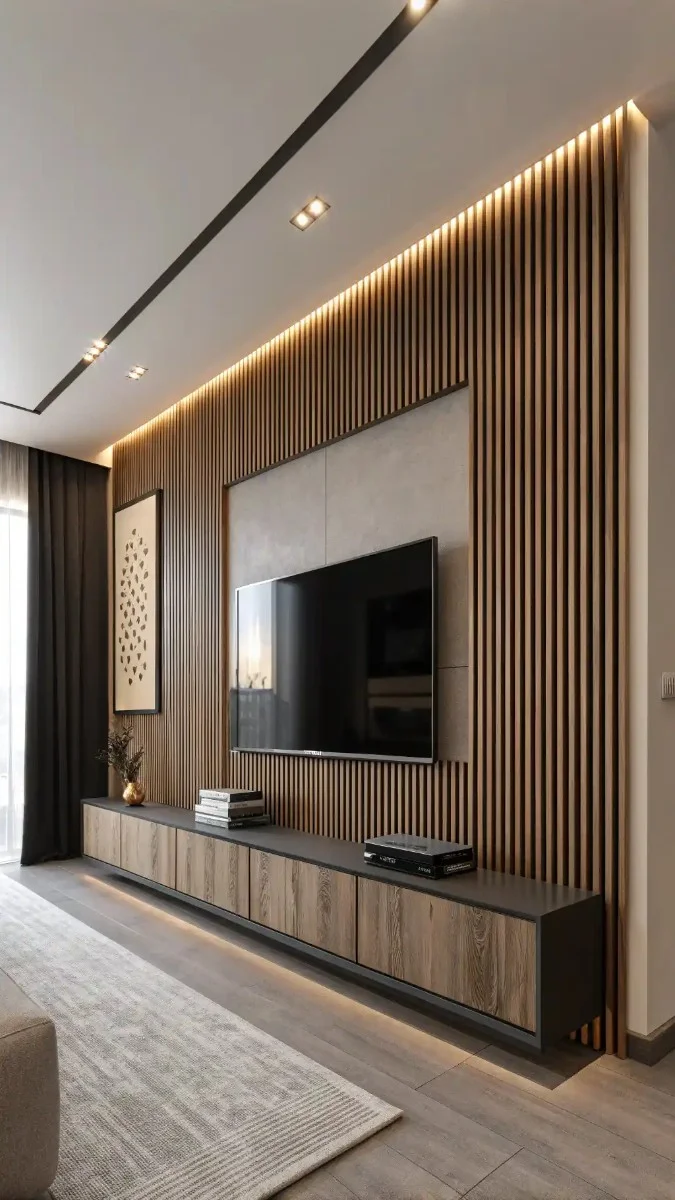 luxury living room tv unit wall design 17