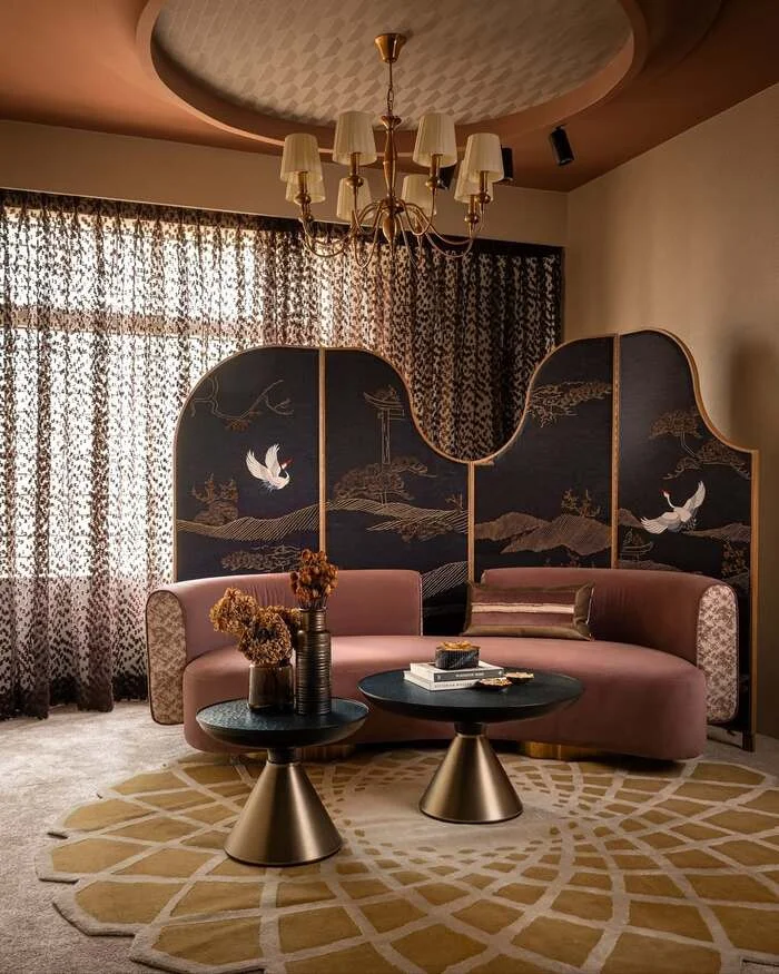 grey and pink living room decor